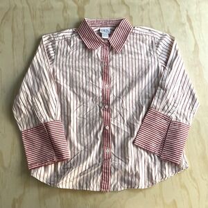 Vintage BFA Classics Dress Shirt Womens Medium Red Striped Long Sleeve Button Up